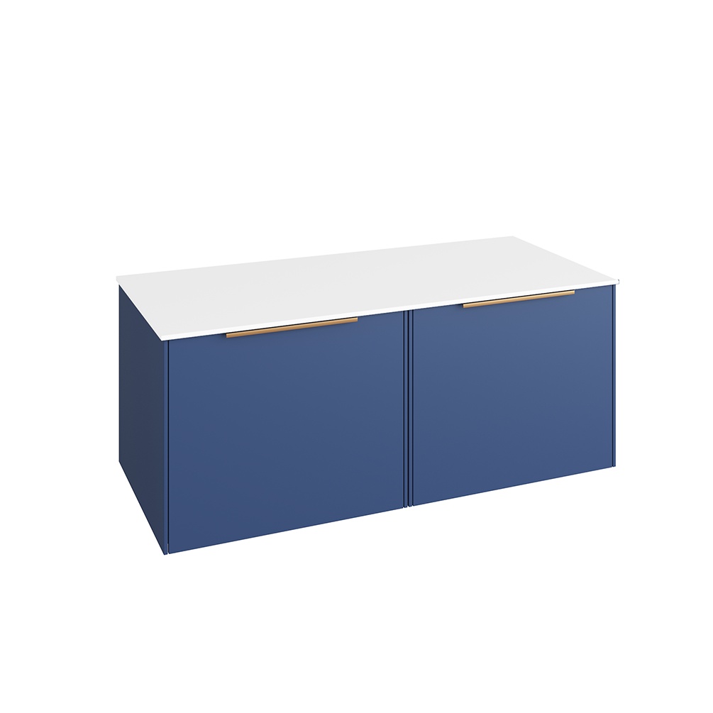 Abacus Concept Sit On Ocean Blue 1200mm Vanity Unit - White Countertop